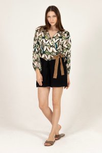 Viscose printed wrap top with knitted details multicolored  elephant