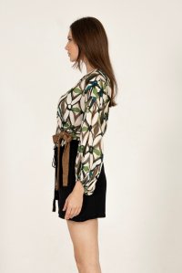 Viscose printed wrap top with knitted details multicolored  elephant
