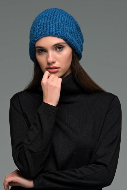 Mohair blend metallic knit cap