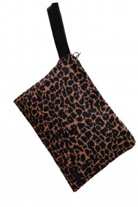 Animal print clutch bag black-amber brown
