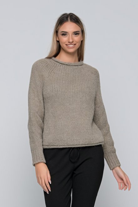 Mohair blend metallic knit sweater