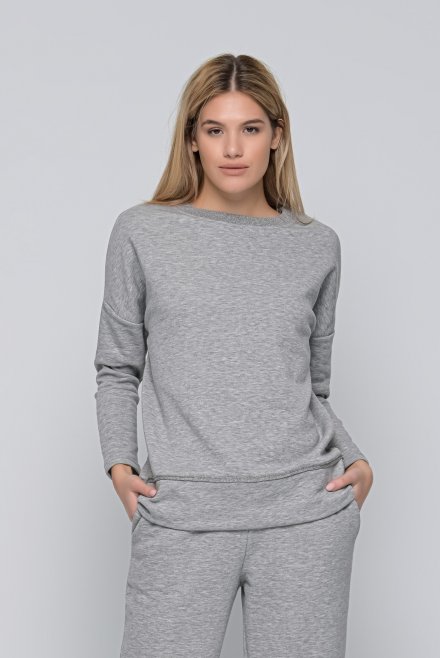 Cotton relaxed sweatshirt with knitted details