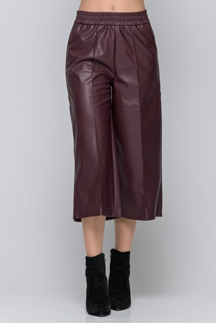 Faux leather cropped wide-leg pants