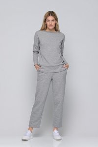 Jogger παντελόνι με πλεκτές λεπτομέρειες light grey