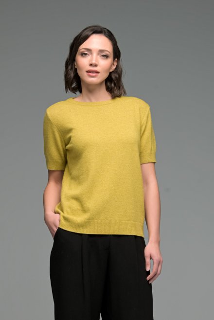 Cashmere blend short sleeved sweater