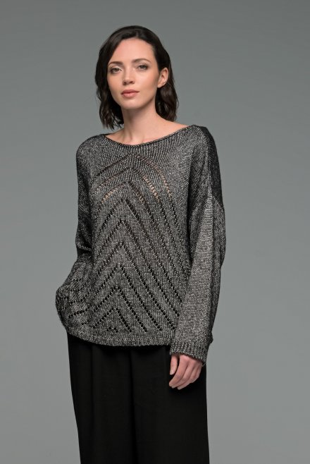 Metallic open-knit relaxed sweater