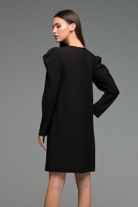 Cowl sleeved mini dress black