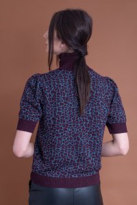 Ζακάρ μπλούζα με animal print dark purle-petrol