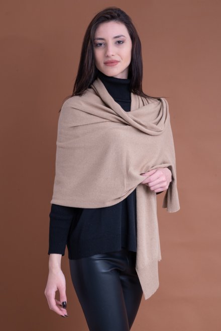 Cashmere blend ribbed detail wrap