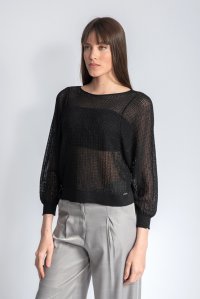 Lurex open knit sweater black