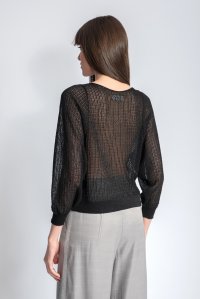 Lurex open knit sweater black