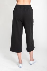 Cotton wide leg track pants with knitted details black