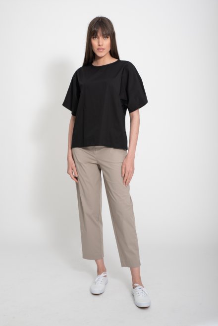 Poplin short sleeved blouse black