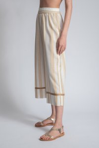 Stripped cropped wide leg pants ivory-gold