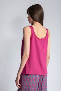 Crepe marocain tank top with knitted details orchid flower