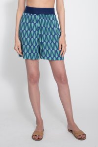 Geometric pattern shorts with knitted details atlantic blue-blue grass