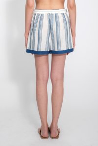 Stripped  shorts with knitted details ivory-indigo