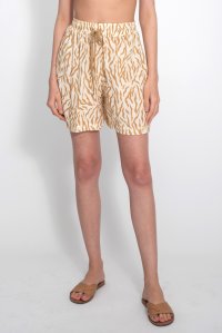 Animal print shorts with knitted details beige-tan