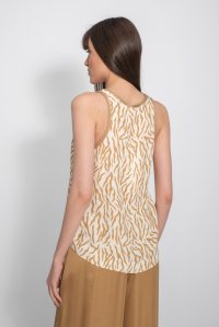Animal print tank top with knitted details beige-tan