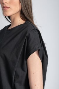 T-shirt από οργανικό βαμβάκι με πιέτες black