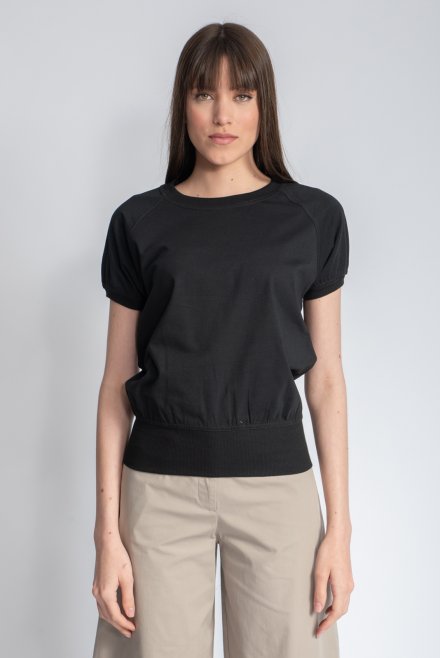 Organic cotton cropped T-shirt black