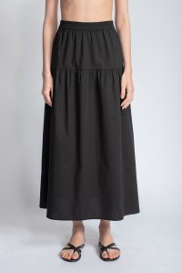 Poplin stretch maxi skirt black