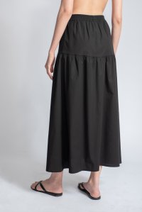 Poplin stretch maxi skirt black