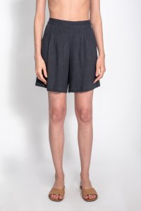 Linen blend basic shorts indigo