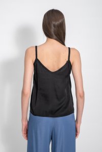 Satin basic camisole with knitted details black
