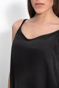 Satin basic camisole with knitted details black
