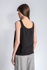 Crepe marocain tank top with knitted details black