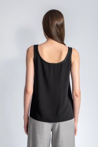 Crepe marocain tank top with knitted details black