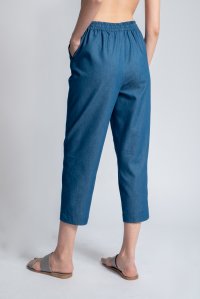 Παντελόνι τζιν με πλεκτές λεπτομέρειες indigo