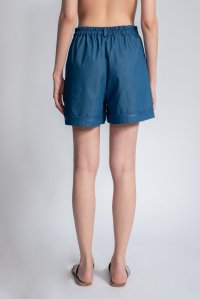 Jean shorts with knitted details indigo