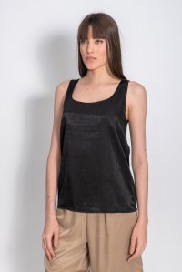 Sleeveless basic top with knitted details black