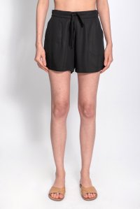 Crepe marocain shorts with knitted details black