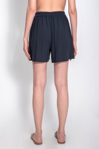 Crepe marocain shorts with knitted details navy