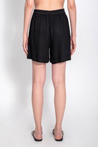 Linen blend basic shorts black