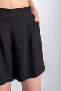 Linen blend basic shorts black