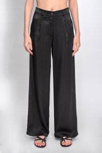 Pleated pants with knitted details black