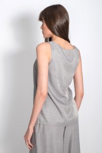 Sleeveless basic top with knitted details light grey