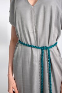 Lurex handmade rope tie belt blue grass