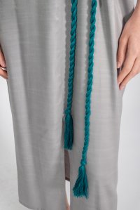 Lurex handmade rope tie belt blue grass