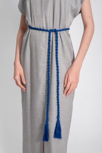 Lurex handmade rope tie belt atlantic blue