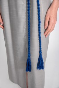 Lurex handmade rope tie belt atlantic blue