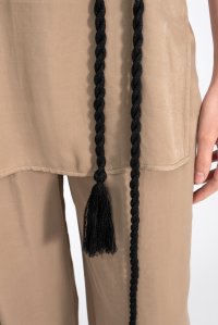 Lurex handmade rope tie belt black