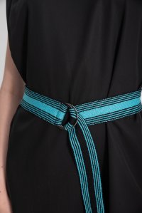 Lurex stripped belt blue turquoise-black