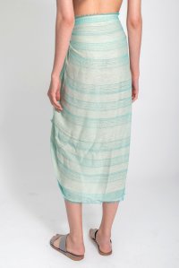 Striped pareo ivory-turquoise