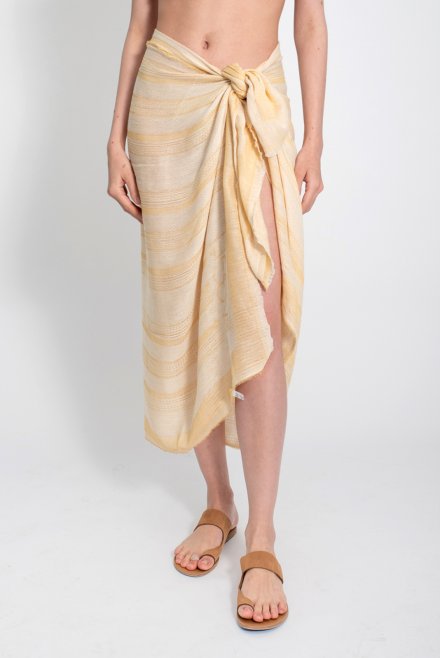 Striped pareo ivory-gold