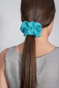 Lurex scrunchie blue turquoise
